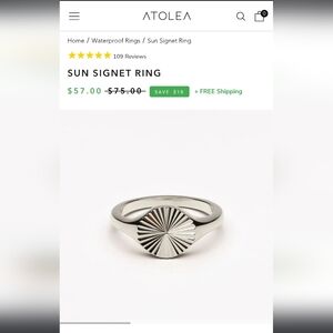 Silver Sunburst Signet Ring Size 9